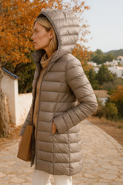 Daunenjacke – Leicht – Mit Kapuze – Pufferjacke – Wintermantel für Frauen