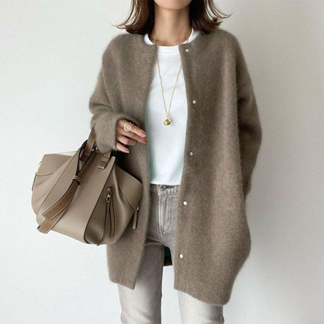 Damen-Strickjacke | Oversized | Mit Knöpfen | Gestrickte Strickjacke | Damen-Strickmode