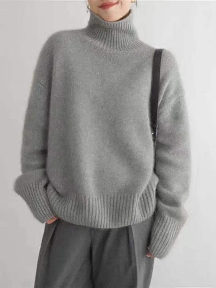 Strickpullover | Rollkragenpullover | Kaschmir | Oversized-Pullover | Damenstrickmode