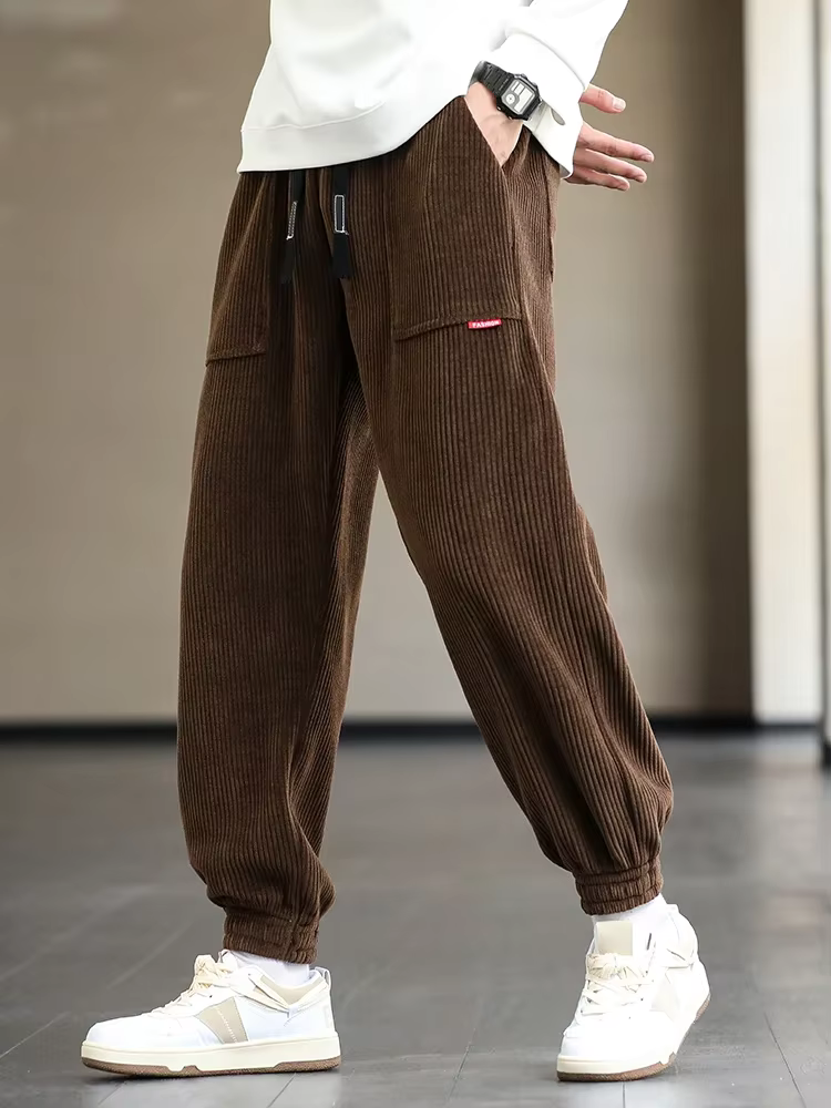 Cordhosen – Baggy – lockere Passform – Cord-Jogginghosen – Jogginghosen für Herren-Fashion Peak-Kaffee-S-Fashion Peak
