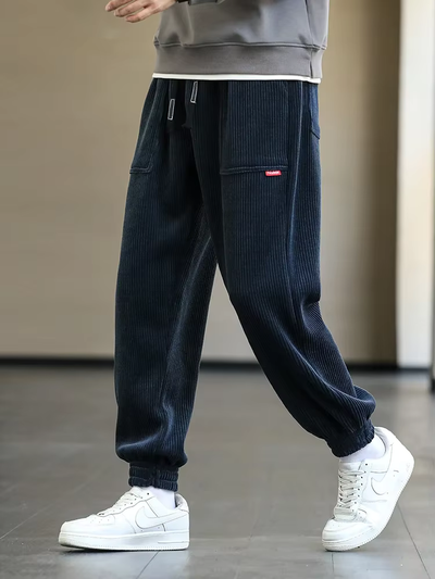 Cordhosen – Baggy – lockere Passform – Cord-Jogginghosen – Jogginghosen für Herren-Fashion Peak-Marineblau-S-Fashion Peak