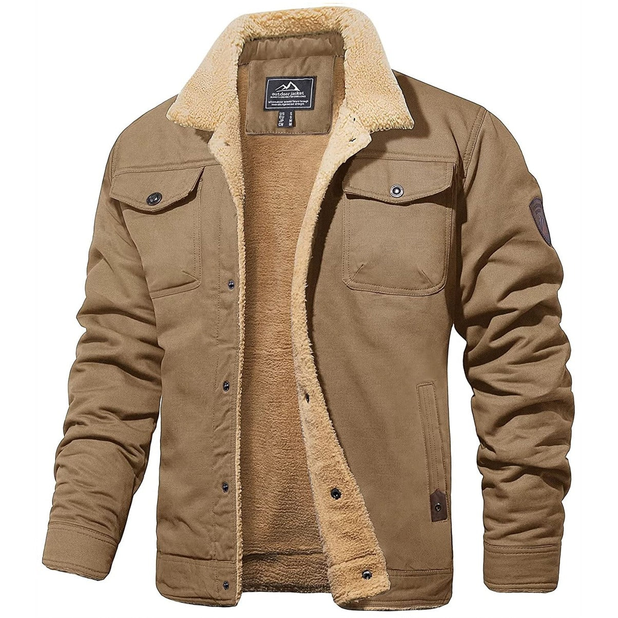 Fleecegefütterte Jacke | Knopfleiste | Brusttaschen | Winterjacke | Herrenjacke