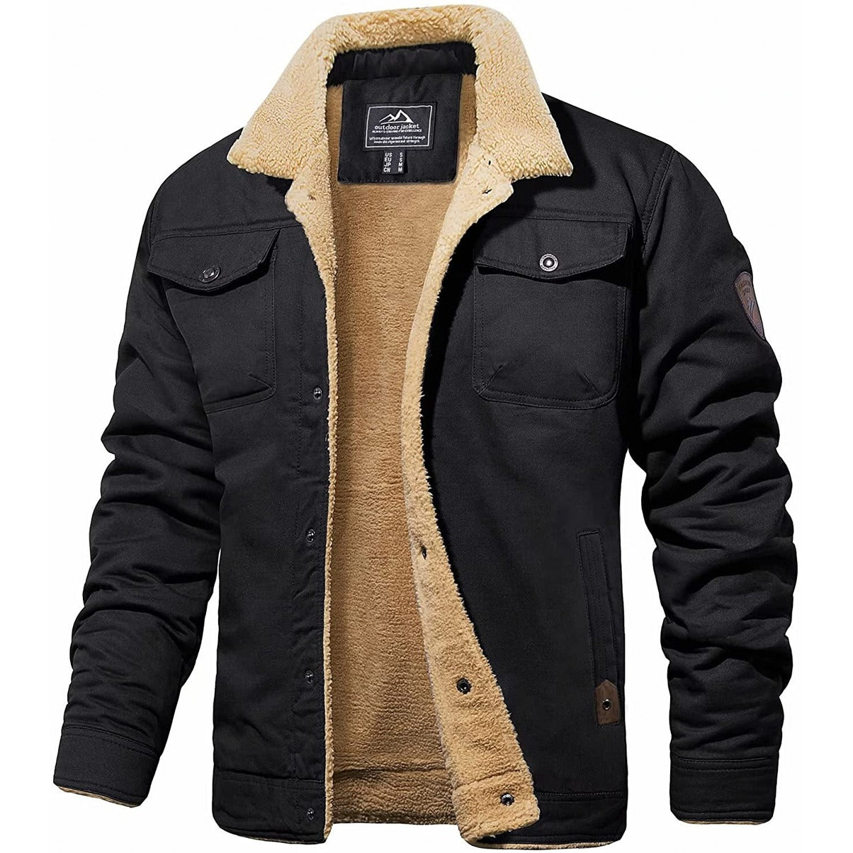 Fleecegefütterte Jacke | Knopfleiste | Brusttaschen | Winterjacke | Herrenjacke