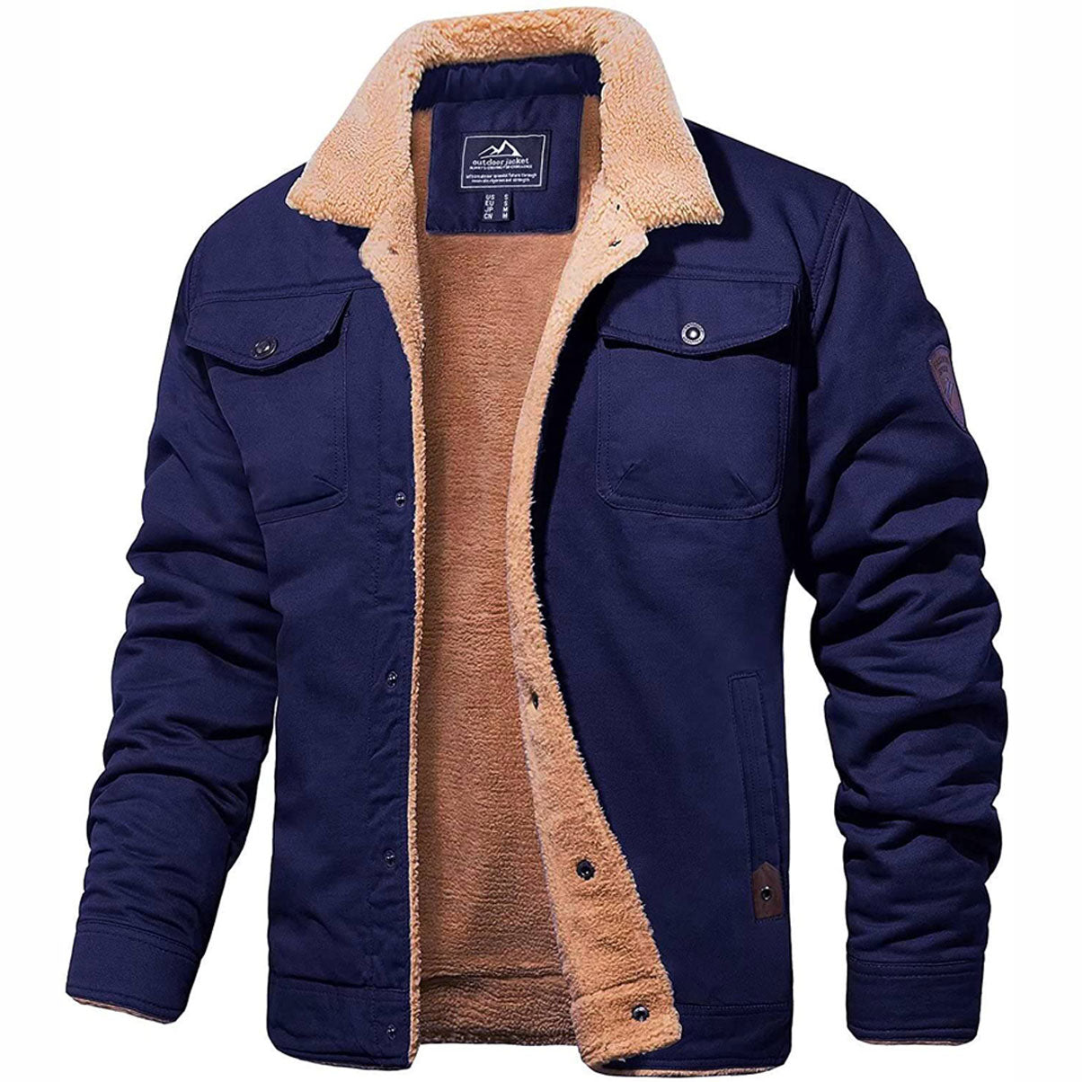 Fleecegefütterte Jacke | Knopfleiste | Brusttaschen | Winterjacke | Herrenjacke
