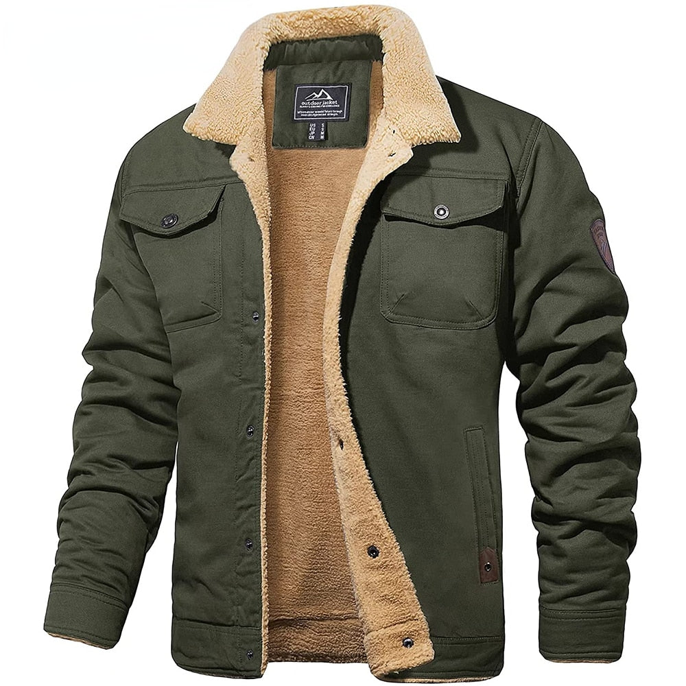 Fleecegefütterte Jacke | Knopfleiste | Brusttaschen | Winterjacke | Herrenjacke