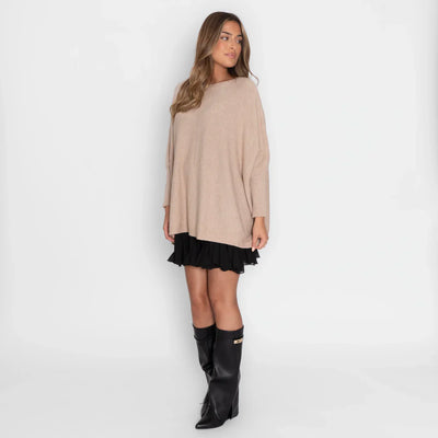 Übergroßer Pullover | Batwing | Boatneck | Übergroße Pullover | Damenstrickwaren