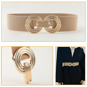 Damen-Gürtel – Stretch – Goldschnalle – Elastischer Gürtel – Taillengürtel-Fashion Peak