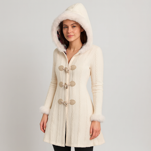 Damen-Strickjacke – mit Kapuze – ausgestellter Saum – Cardigan-Mantel – Damen-Manteljacke-Fashion Peak