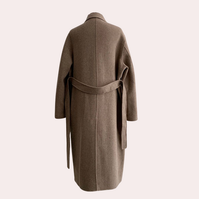 Langer Wollmantel – Zweireiher – Gürtel – Oversized-Trenchcoat – Damen-Wollmantel