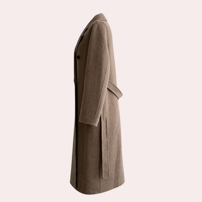 Langer Wollmantel – Zweireiher – Gürtel – Oversized-Trenchcoat – Damen-Wollmantel