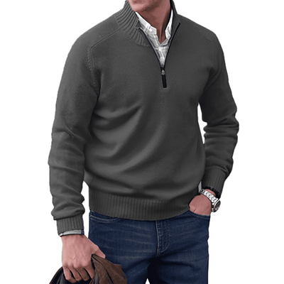 Mens Quarter Zip Jumper - Winter - Pullover - Strickpulli - Mens Half Zip Sweater