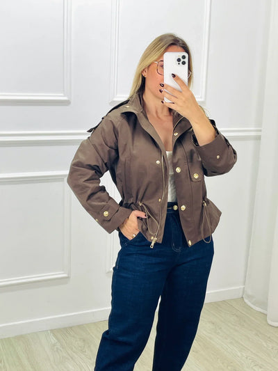 Kurze Trenchcoat-Jacke - Taille mit Kordelzug - Herbst - Kurzer Trenchcoat - Damenjacke