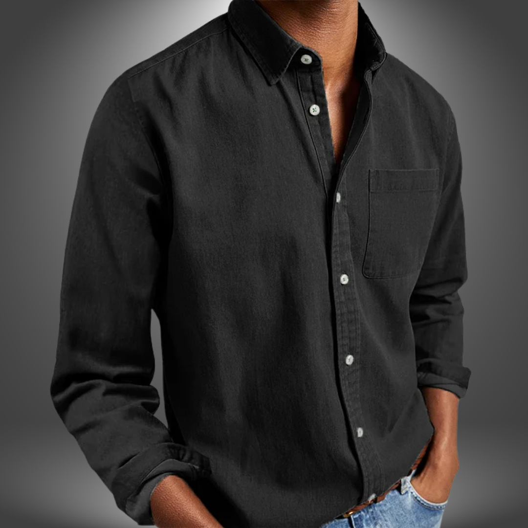Denim Hemd | Langarm | Normale Passform | Button-Up Hemd | Herrenhemden