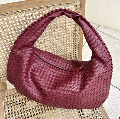 Geflochtene Lederhandtasche - Umhängetasche aus veganem Leder für Frauen