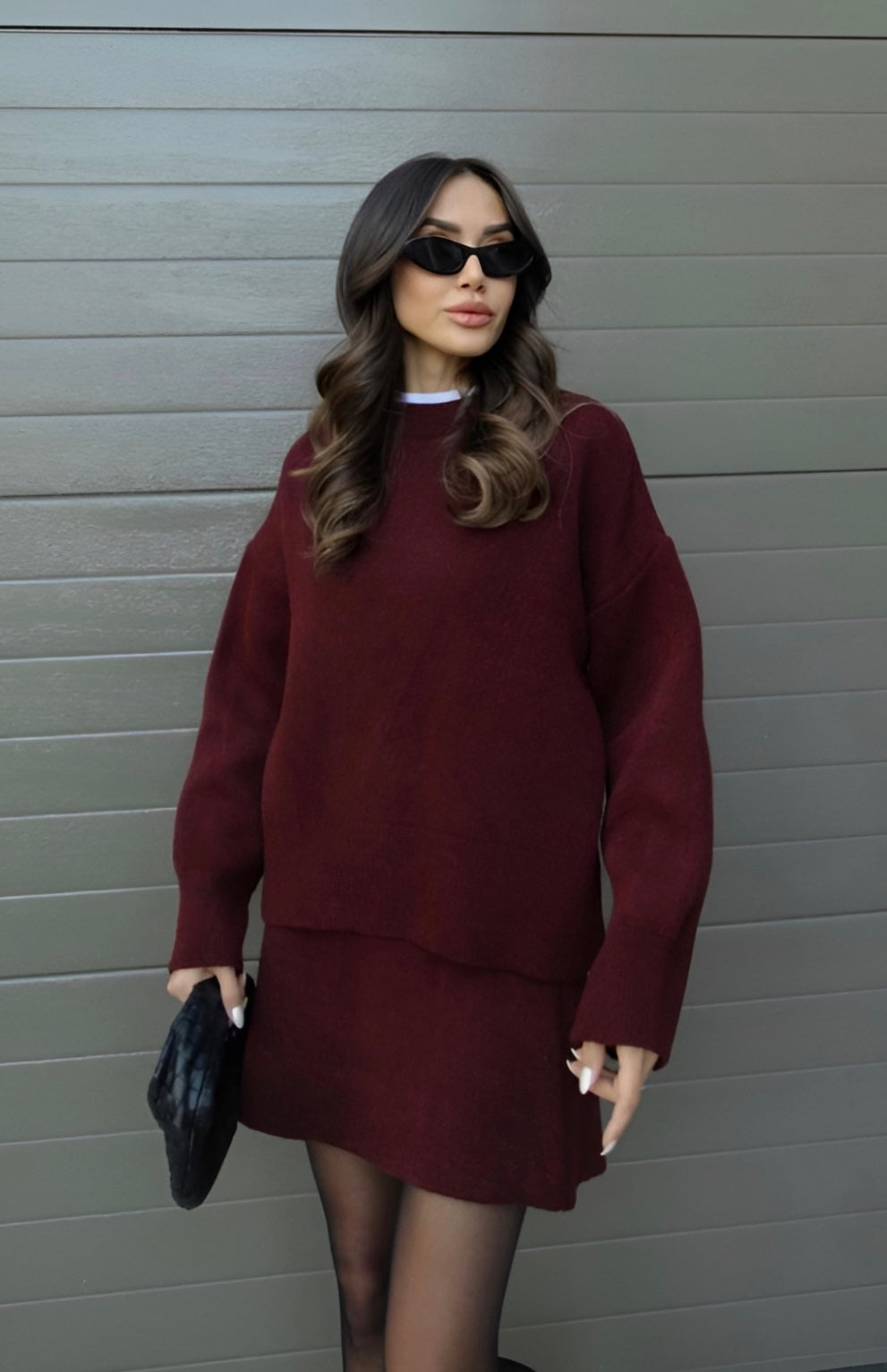 Gestricktes Co-Ord – Zweiteiliges Set aus Strickpullover und Minirock für Damen