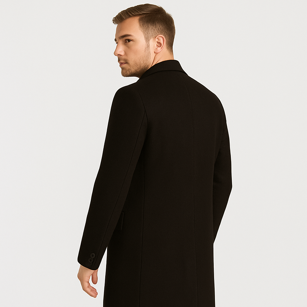 Wollmantel | Mittellang | Einreihig | Winter Trenchcoat | Herren Winterjacke
