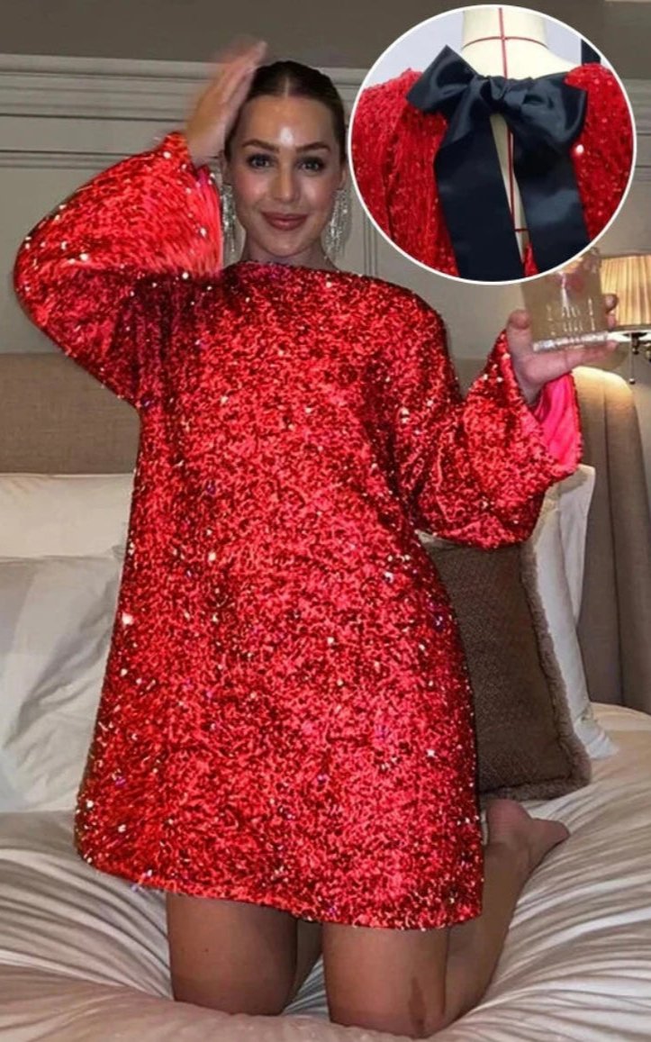Paillettenkleid – Langärmliges, funkelndes Minikleid für Partys