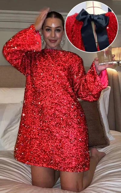 Paillettenkleid – Langärmliges, funkelndes Minikleid für Partys