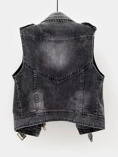 Jeansweste – Dunkelgrau – Ärmellos – Jeansweste – Damen-Jeansweste