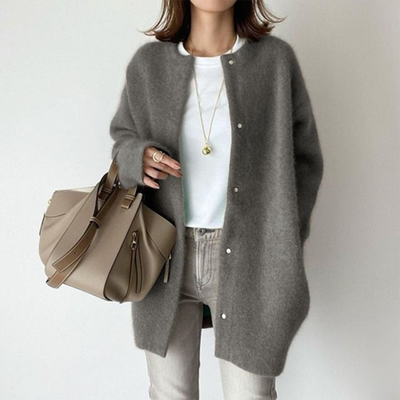 Damen-Strickjacke | Oversized | Mit Knöpfen | Gestrickte Strickjacke | Damen-Strickmode