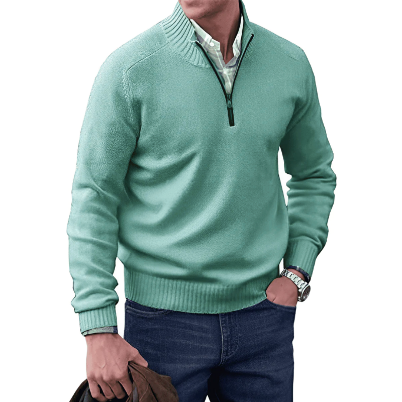 Mens Quarter Zip Jumper - Winter - Pullover - Strickpulli - Mens Half Zip Sweater