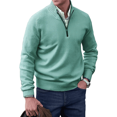 Mens Quarter Zip Jumper - Winter - Pullover - Strickpulli - Mens Half Zip Sweater