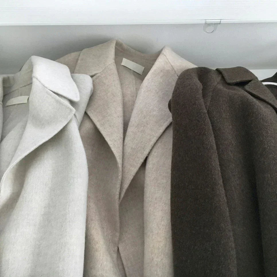 Wollmantel – Gürtel – Winter – Langer Mantel – Damen-Wollmantel