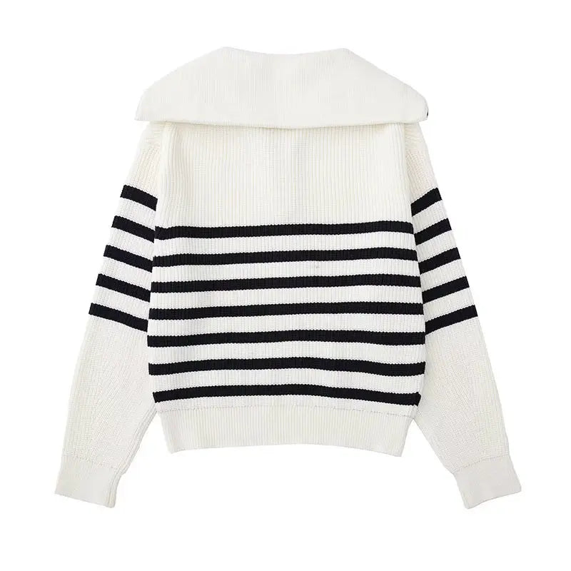 Halb-Reißverschluss-Pullover – Rippstrick – Locker sitzend – Strickpullover – Damenbekleidung