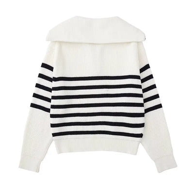 Halb-Reißverschluss-Pullover – Rippstrick – Locker sitzend – Strickpullover – Damenbekleidung