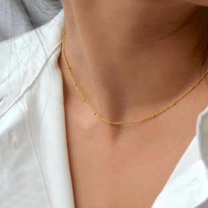 Halskette Damen | 14K Vergoldet | Feine Kugelkette-Fashion Peak