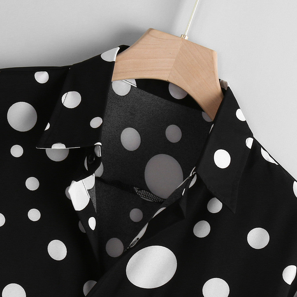 Polka-Dot-Hemd | Langarm | Kragen | Hemd mit Knöpfen | Herrenhemd