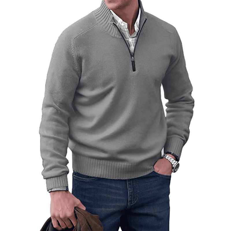 Mens Quarter Zip Jumper - Winter - Pullover - Strickpulli - Mens Half Zip Sweater