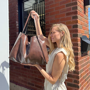 Große Kunstleder Shopper Tasche 1