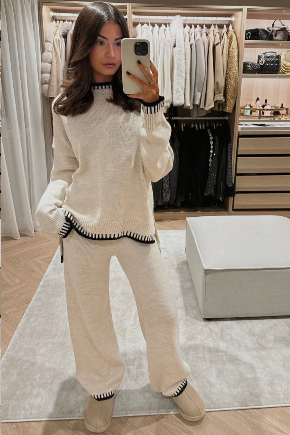 Strickpullover | Übergrößen-Pullover | Zweiteiliges Set | Damen Loungewear | Lounge Sets