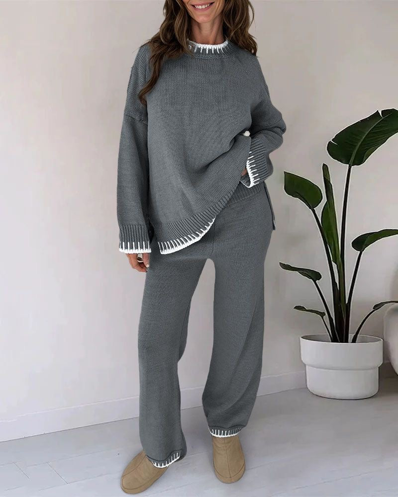 Strickpullover | Übergrößen-Pullover | Zweiteiliges Set | Damen Loungewear | Lounge Sets