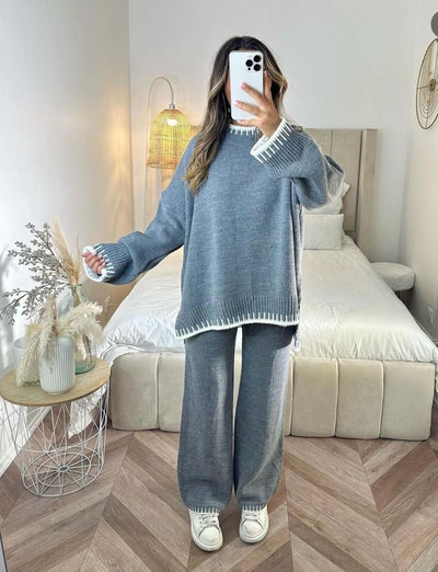 Strickpullover | Übergrößen-Pullover | Zweiteiliges Set | Damen Loungewear | Lounge Sets