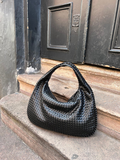 Geflochtene Lederhandtasche - Umhängetasche aus veganem Leder für Frauen