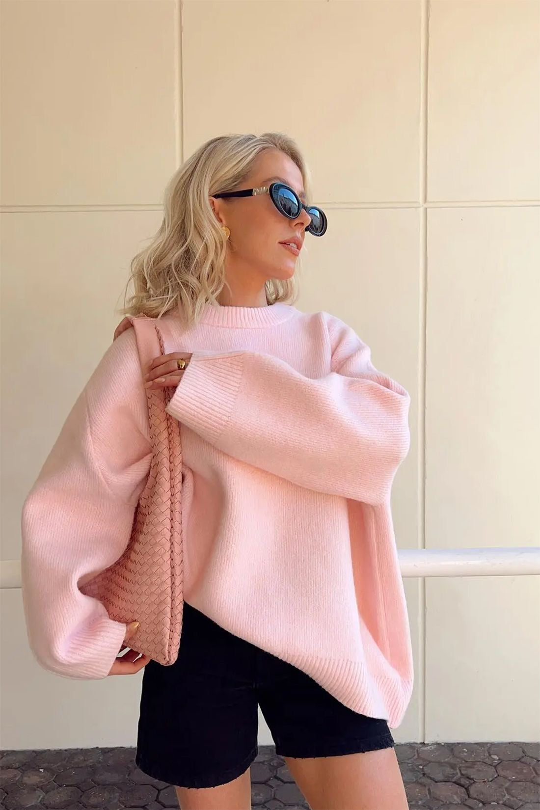 Übergroßer Pullover | Rosa | Warm | Strickpullover | Damenbekleidung