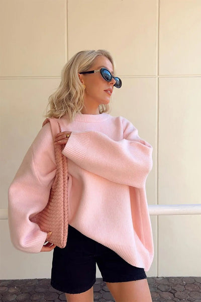 Übergroßer Pullover | Rosa | Warm | Strickpullover | Damenbekleidung