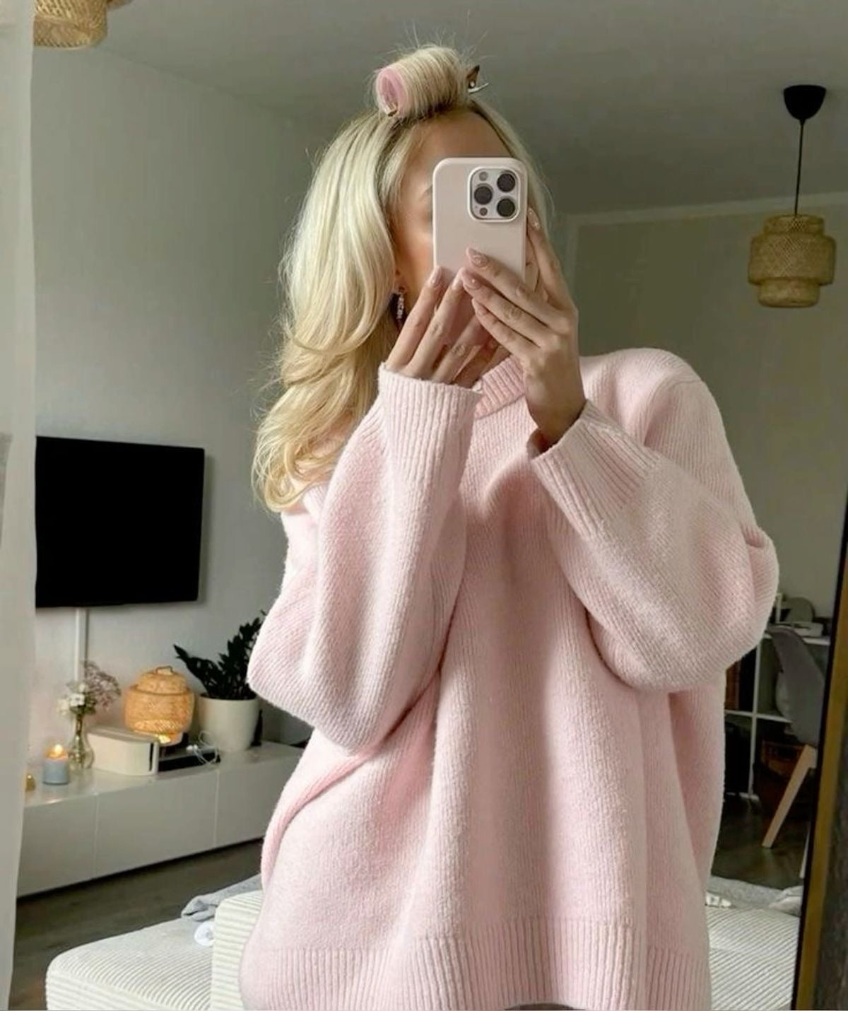 Übergroßer Pullover | Rosa | Warm | Strickpullover | Damenbekleidung