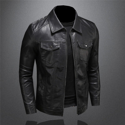Lederjacke - Schwarz - Veganes Leder - Kunstlederjacke - Herrenjacke
