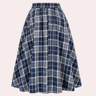 Karierter Rock - Hochtaillierter karierter Midi-Glockenrock für Damen-Fashion Peak-Fashion Peak