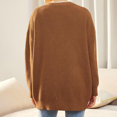 Übergroßer Strickcardigan – V-Ausschnitt – Knopfleiste – Strickcardigan – Damenstrickmode