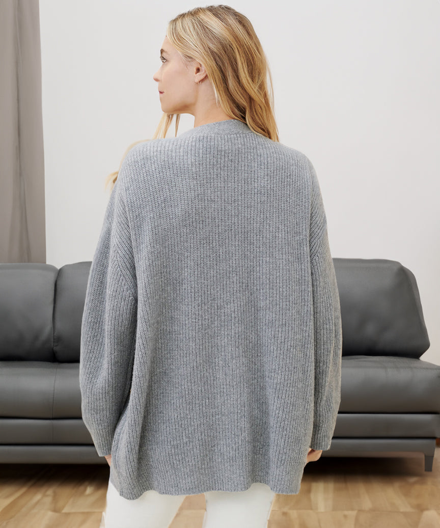 Übergroßer Strickcardigan – V-Ausschnitt – Knopfleiste – Strickcardigan – Damenstrickmode