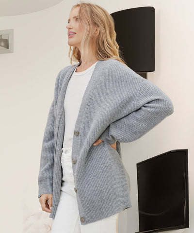Übergroßer Strickcardigan – V-Ausschnitt – Knopfleiste – Strickcardigan – Damenstrickmode