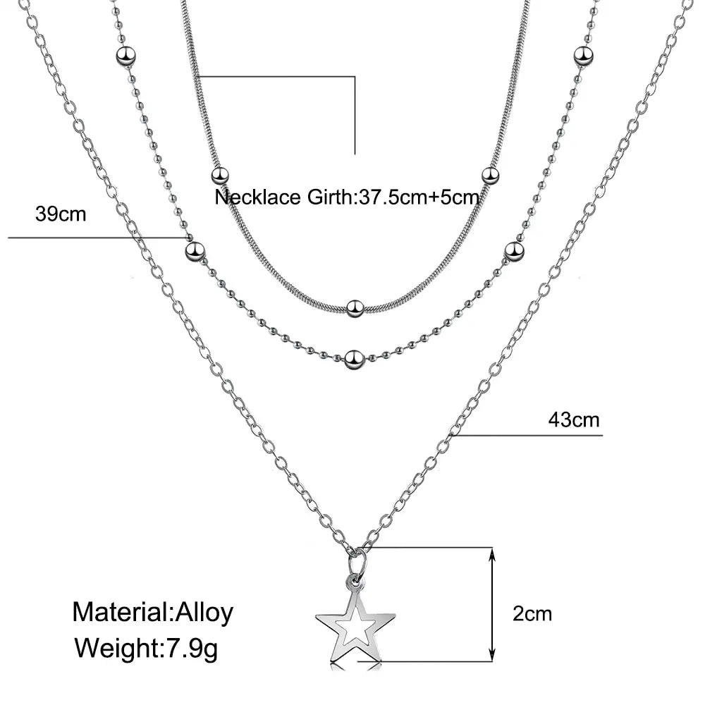 Mehrreihige Halskette – Silber – verstellbar – Halsketten-Set – Halskette für Frauen