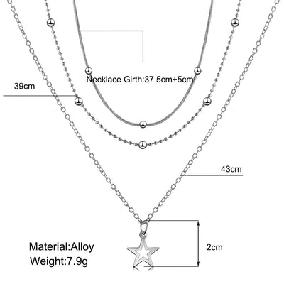 Mehrreihige Halskette – Silber – verstellbar – Halsketten-Set – Halskette für Frauen