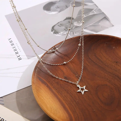 Mehrreihige Halskette – Silber – verstellbar – Halsketten-Set – Halskette für Frauen