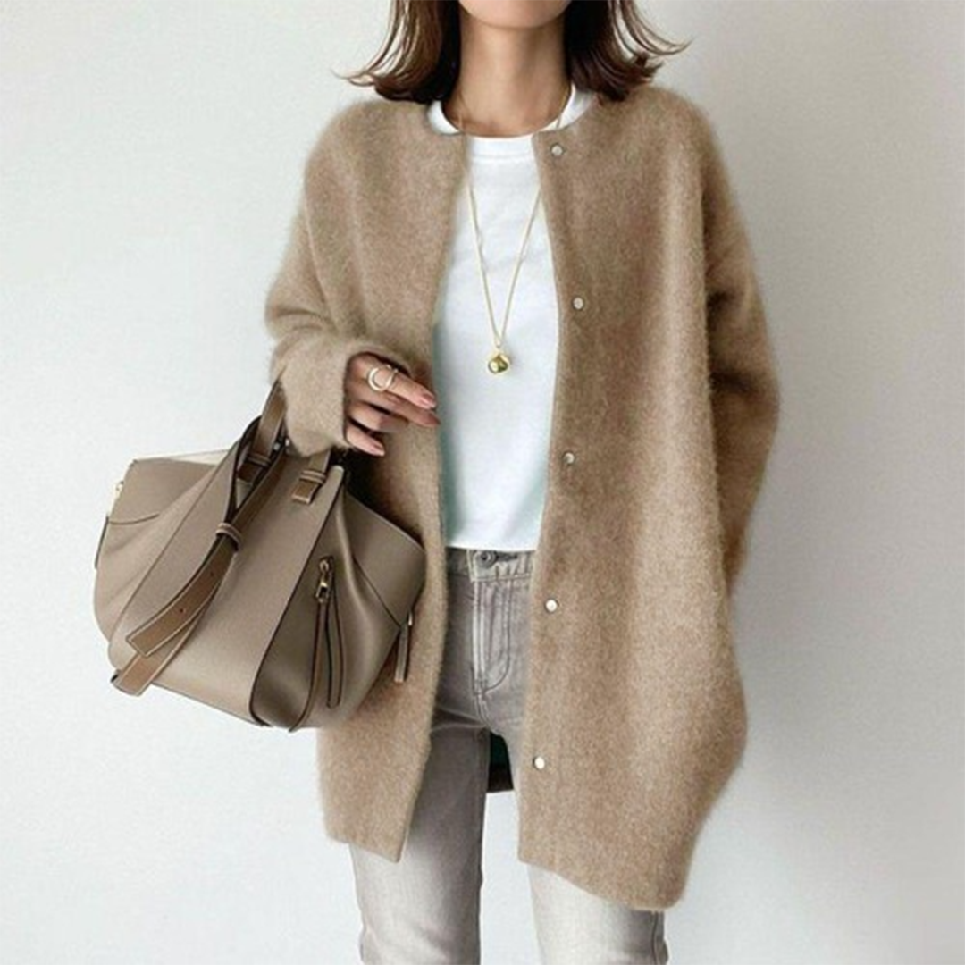 Damen-Strickjacke | Oversized | Mit Knöpfen | Gestrickte Strickjacke | Damen-Strickmode