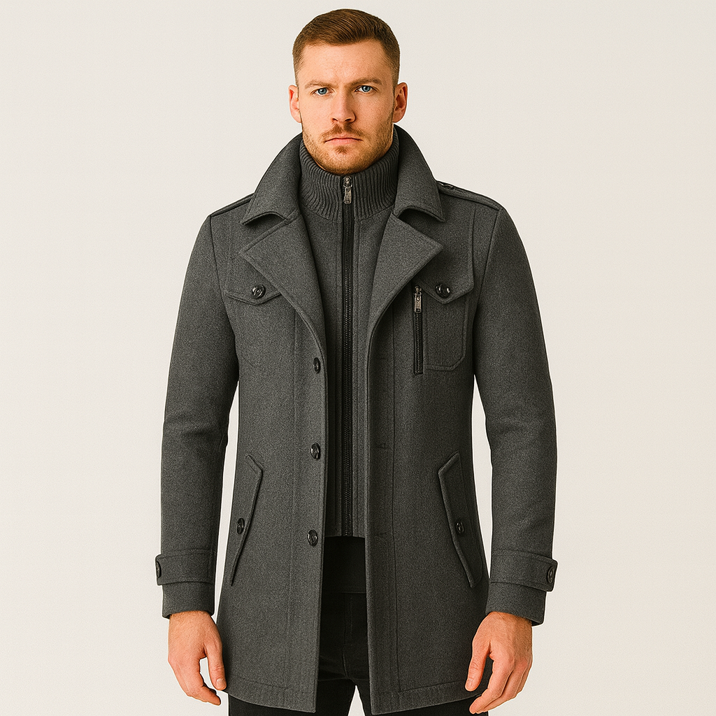 Winterjacke – kurz – mit Reißverschluss – Wollmantel – Wintermantel für Männer